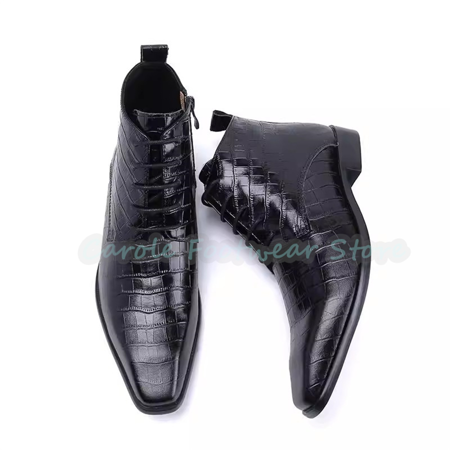 Men'S Fashion For Wedding - Męskie botki ze skóry naturalnej, sznurowane,