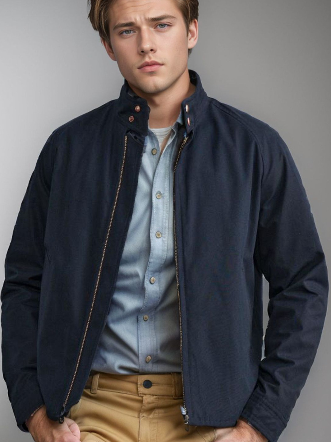 Harrington Jacket - Męska kurtka zapinana na zamek i