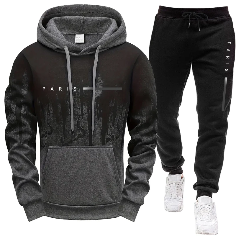 Men'S Fashion Usa - Męski zestaw/bluza z kapturem/spodnie Paris Nowość