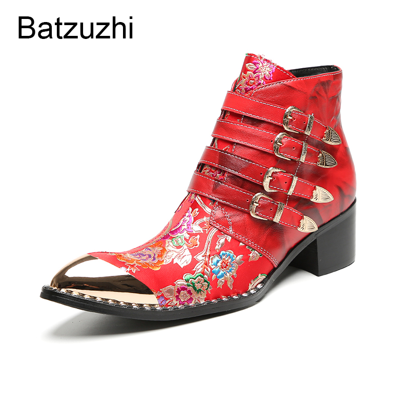 Batzuzhi – czerwone męskie but – Men'S Fashion For Wedding recenzja i cena