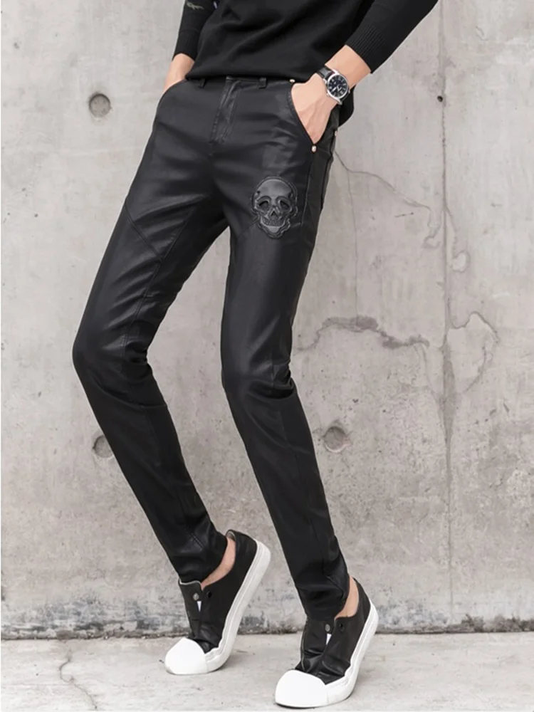 2025 New Men Black Faux Leathe – Men'S Fashion Pants 2025 recenzja i cena