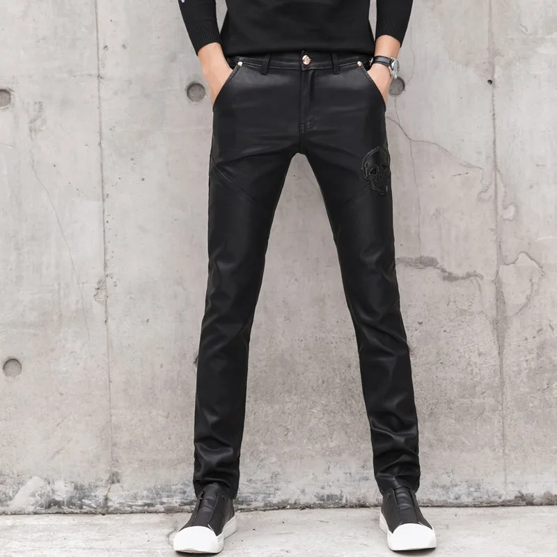 2025 New Men Black Faux Leathe – Men'S Fashion Pants 2025 recenzja i cena